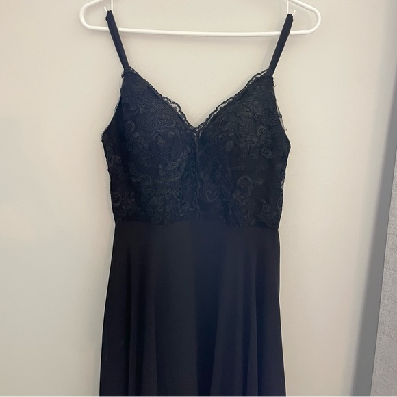 Azazie Sonya Flowy V-Neck Lace Dress | Black Bridesmaid Dress | Prom | Formal - Picture 6 of 15